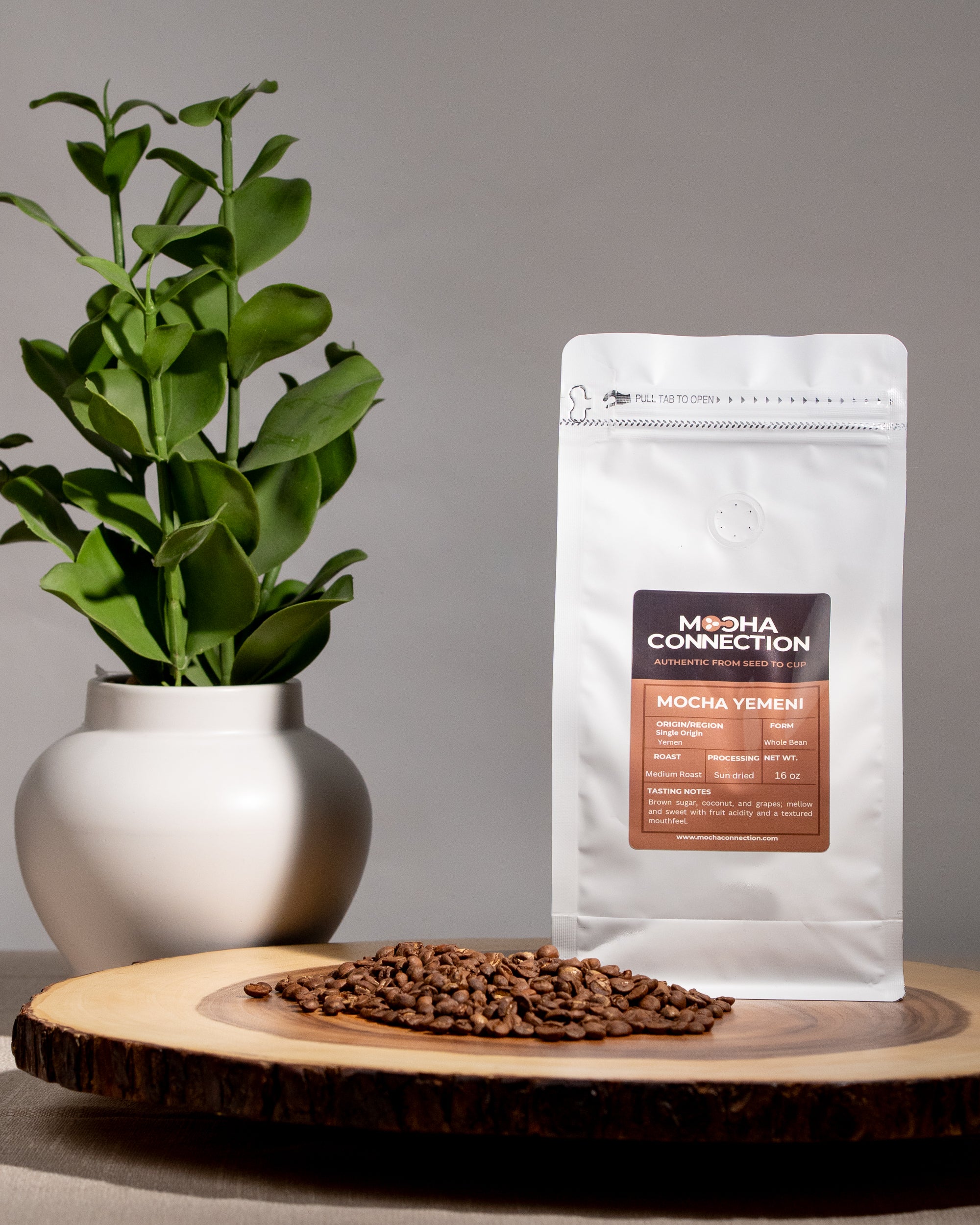 Mocha Yemen Single-Origin Whole Bean Medium Dark Roast Arabica